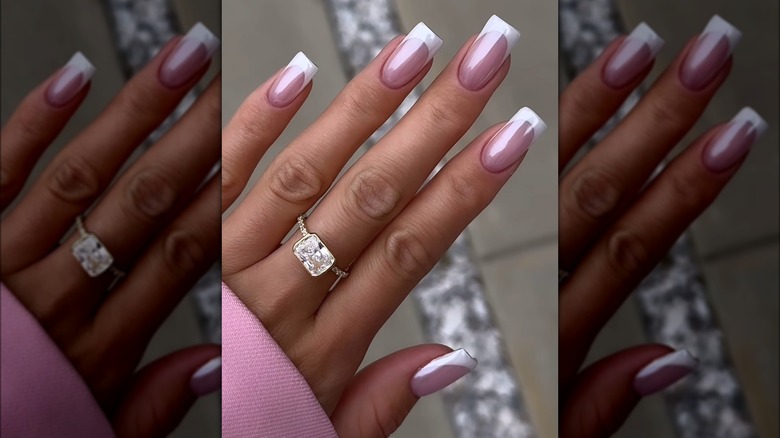 square pink chrome nails