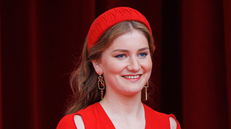 Princess Elisabeth of Belgium wearing a big red headband