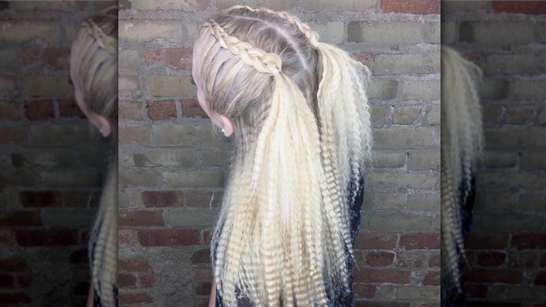 French braided crimped hair 