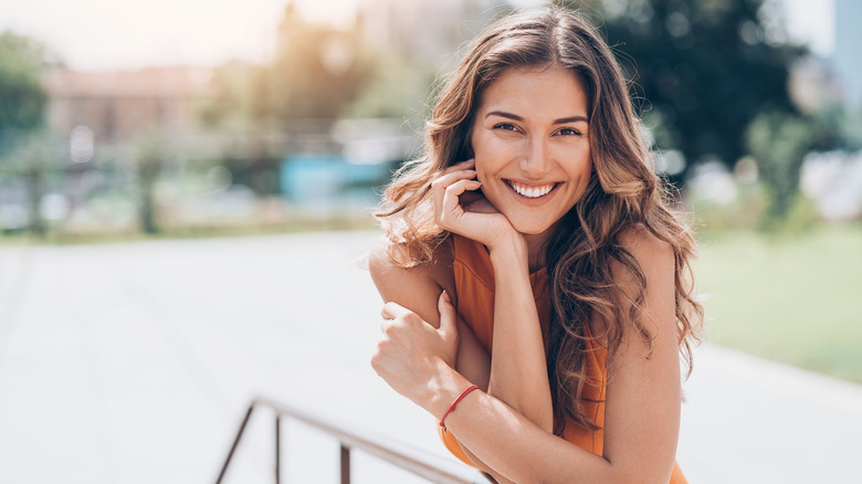 woman with long wavy hair