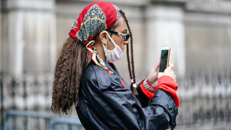 Woman with a hair bandana