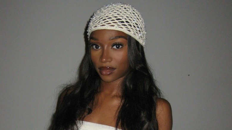 Woman in crocheted cap
