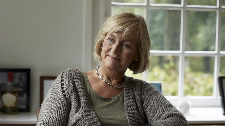 A woman with layered bob haircut