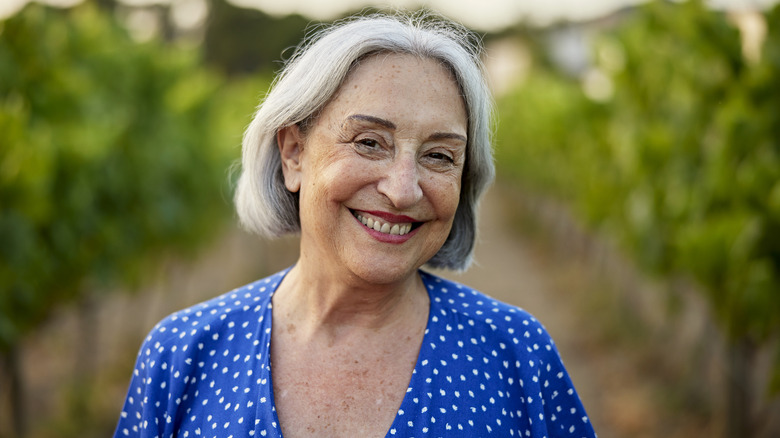 A woman with a bob haircut