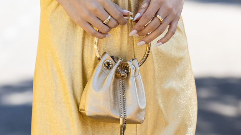 Gold ring handle bag online