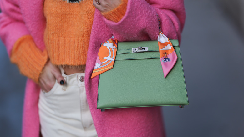 Green boxy handbag