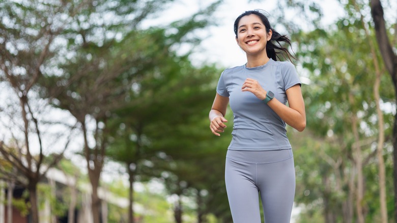 Woman jogging outdoors