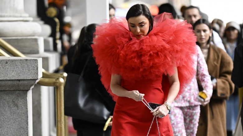 woman wearing heart-shaped dress