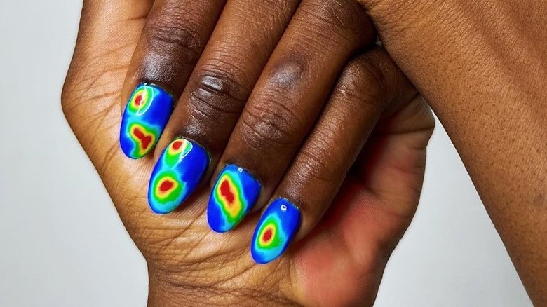 heat map nails with blue base coat