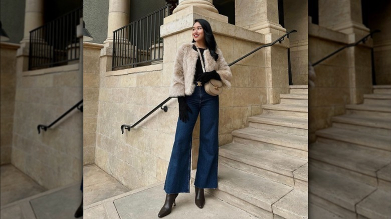 Wide leg jeans and boots