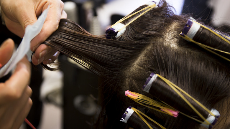 person getting a perm