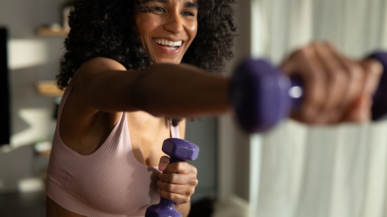 woman exercising in sports bra