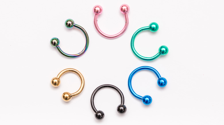 A color set of septum piercings