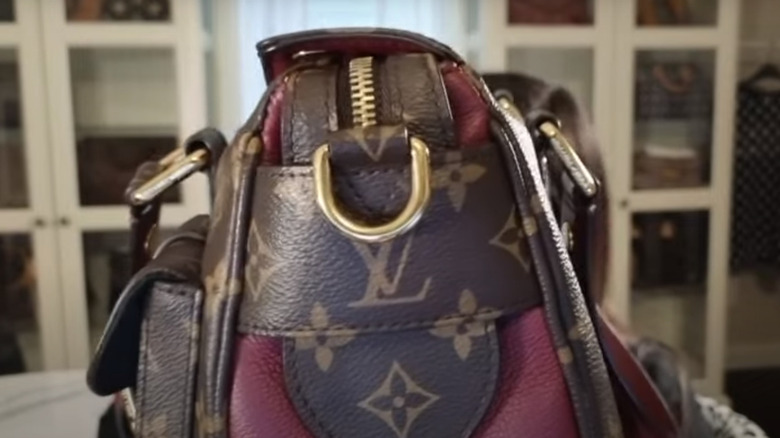 Close up of LV bag's side stiches 