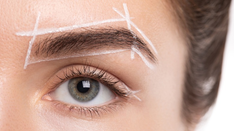 Eyebrow map on woman's eyebrow