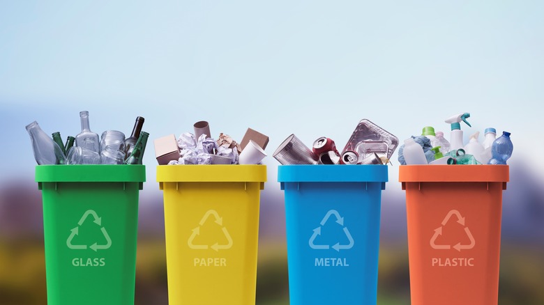 colorful recycling bins