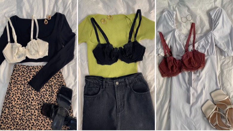 TikTok screenshots showing balconette bra and outfits 