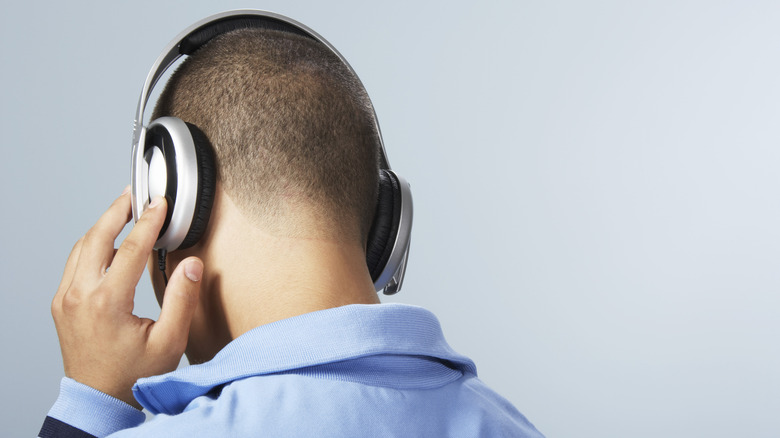 man with headphones on