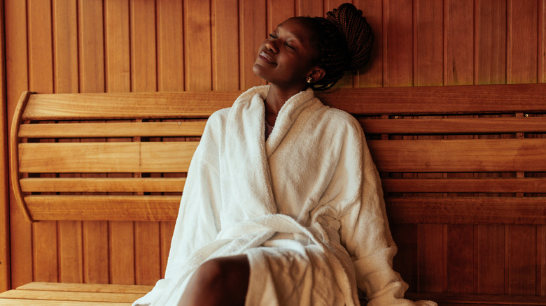 woman in sauna