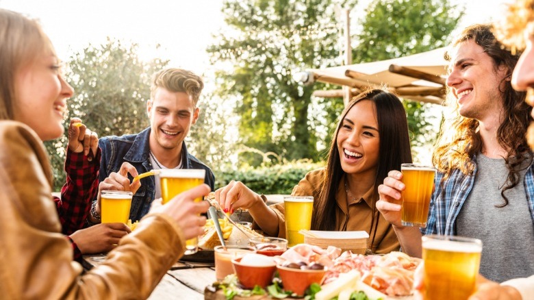 Group of friends having drinks