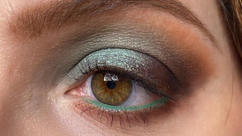 Green eyeshadow and eyeliner