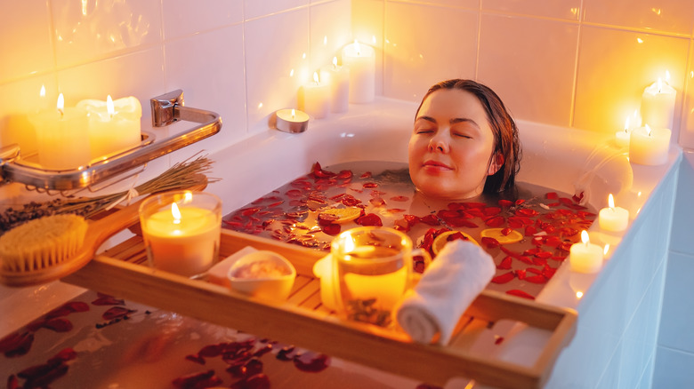 Woman enjoying spiritual bath