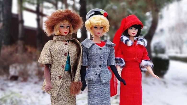 Career Girl Barbies outdoors