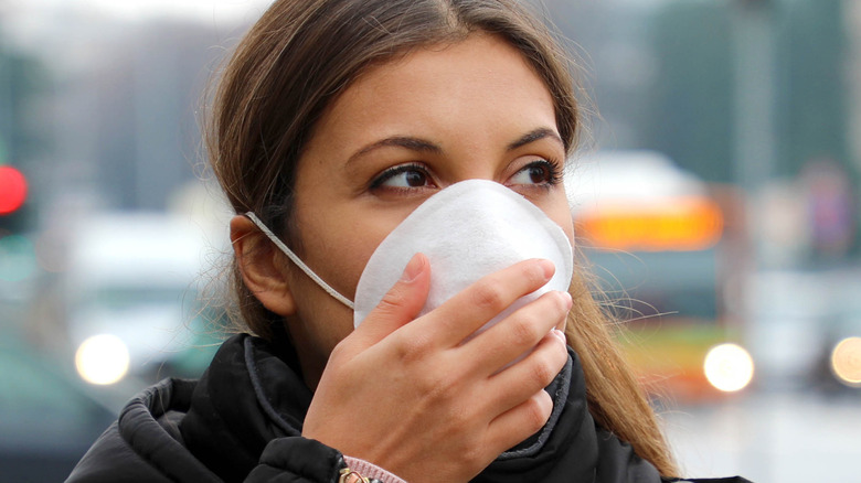 female wearing face mask