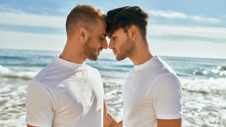 gay couple on the beach 