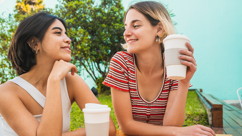 Two people on coffee date