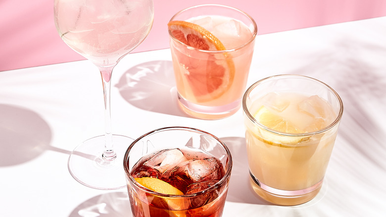 four cocktail or mocktail drinks