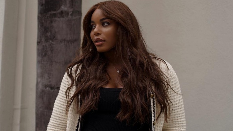 woman with chocolate brown hair