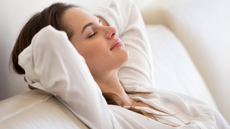 Woman relaxing on the couch