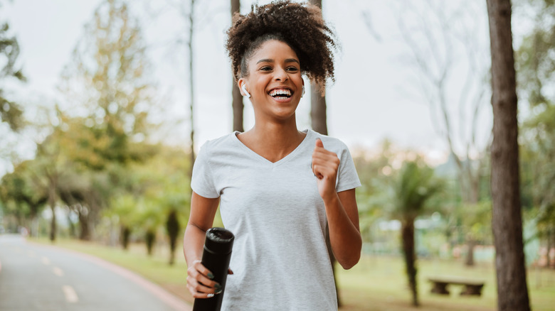 Woman jogging outdoors