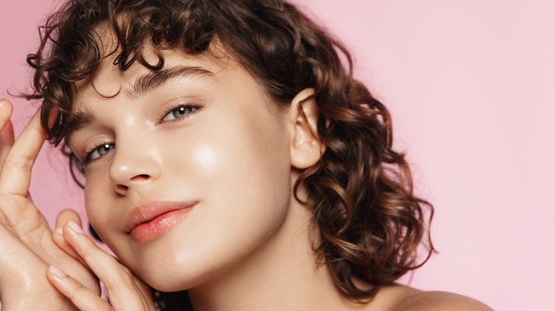 Woman with curly hair