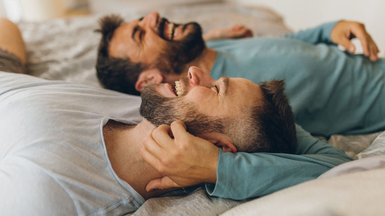 couple laughing together