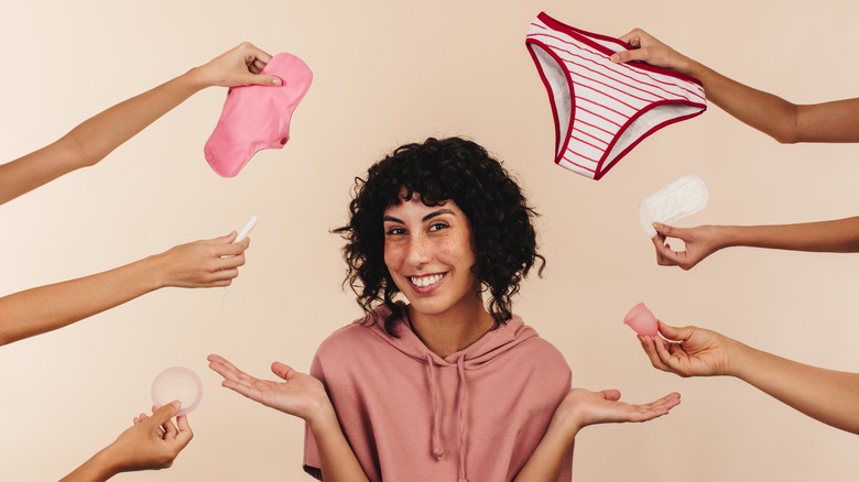 Woman given period product choices