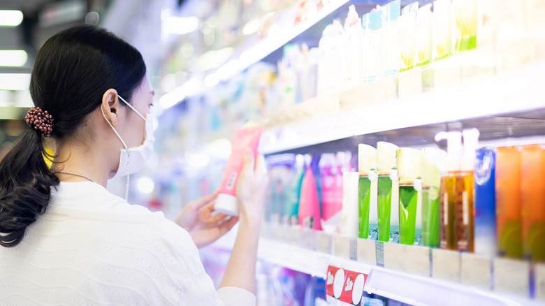Woman shopping for skincare