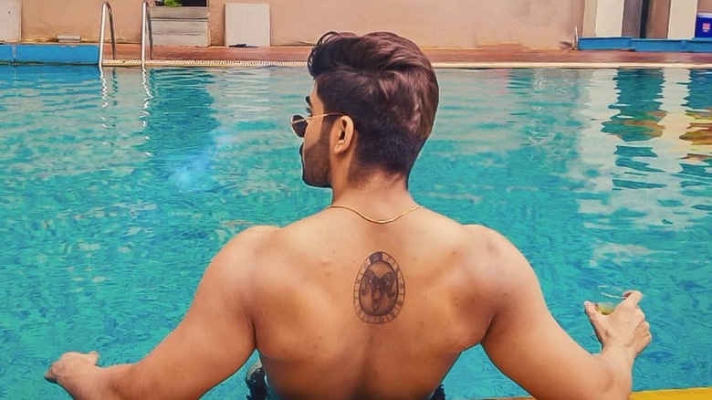 Akash Choudhary in swimming pool