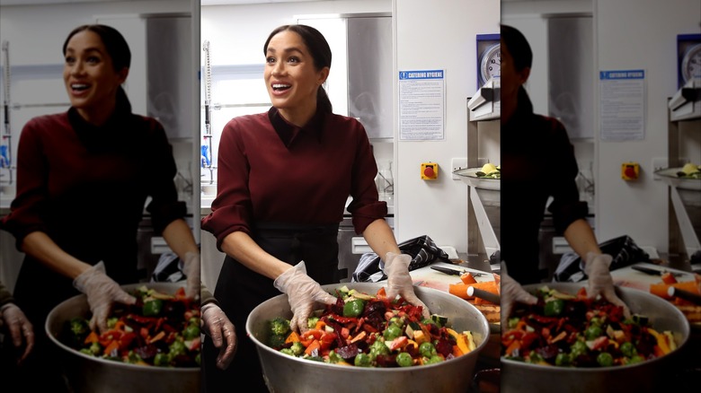 Meghan Markle mixing vegetables