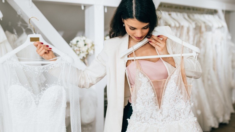 Woman shopping for wedding dress