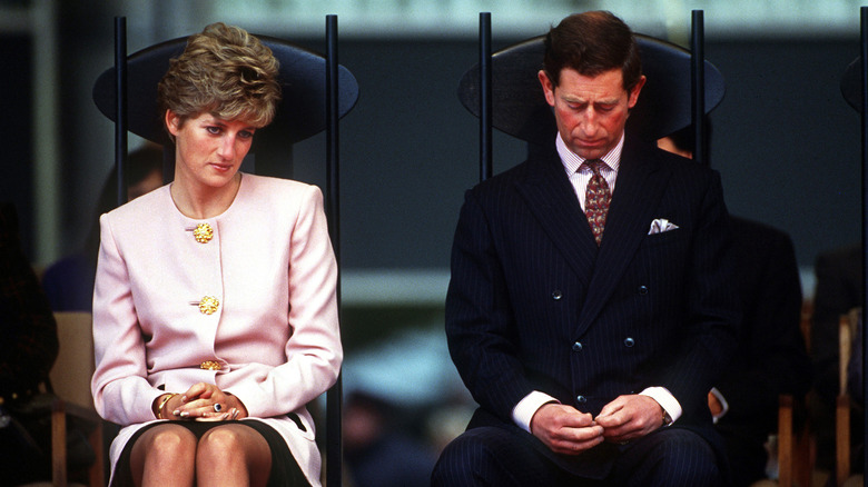 Diana and Prince Charles looking sad