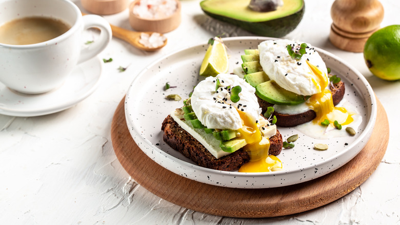 An avocado toast with eggs