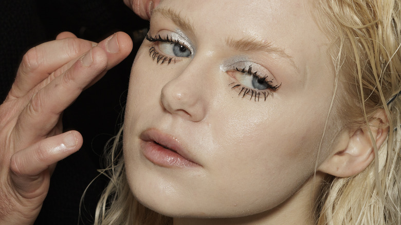 A model with spider lashes