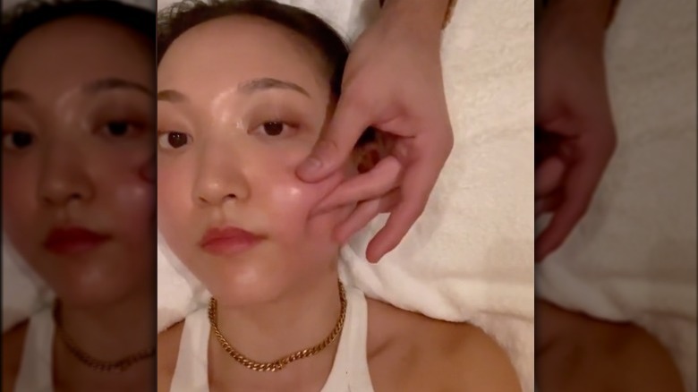 Ava Lee getting a facial 