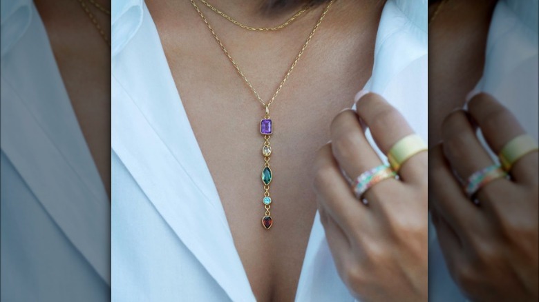 Colorful gemstone necklace