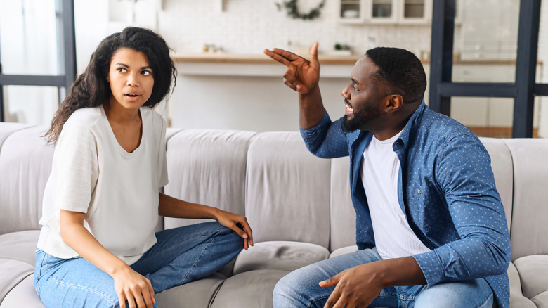 African American couple arguing 