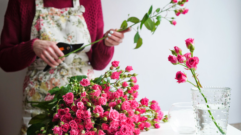 Woman Arranging Flowers