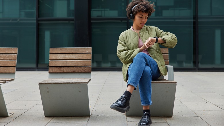 woman sitting down 