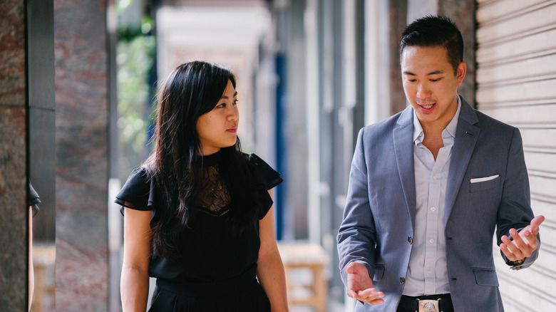 Two people deep in conversation 